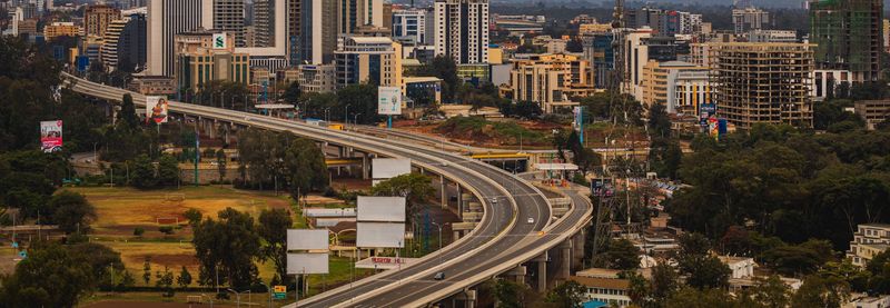 The Nairobi Expressway curving past Museum Hill towards Westlands